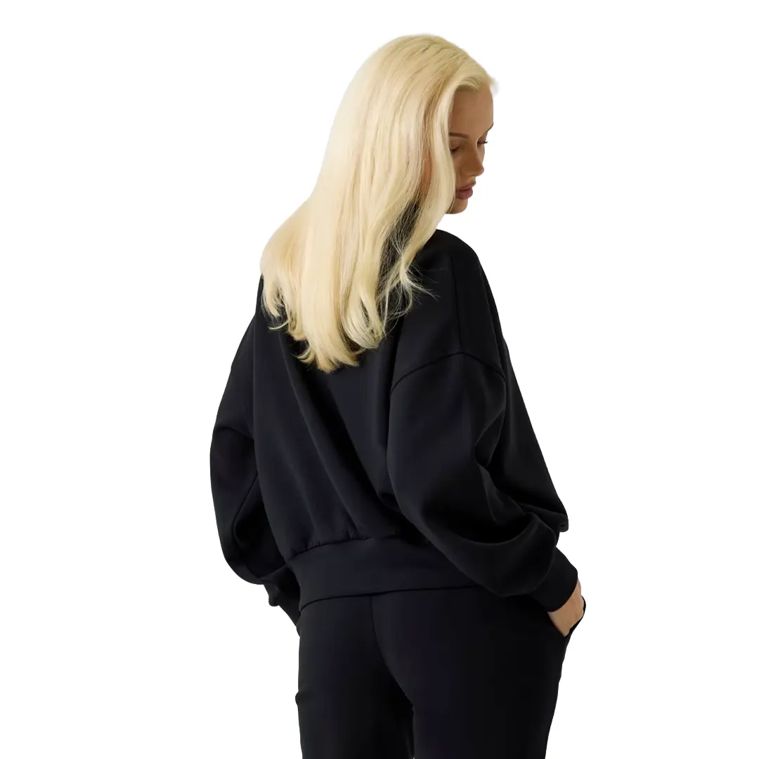 Felpa Mezza Zip Donna - Nero - XS