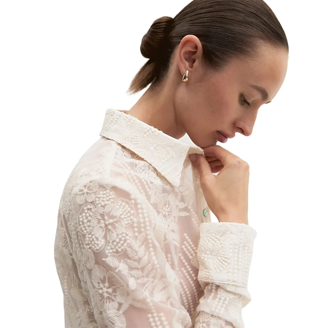 Camicia Cropped Tulle Donna - Avorio - 26/40