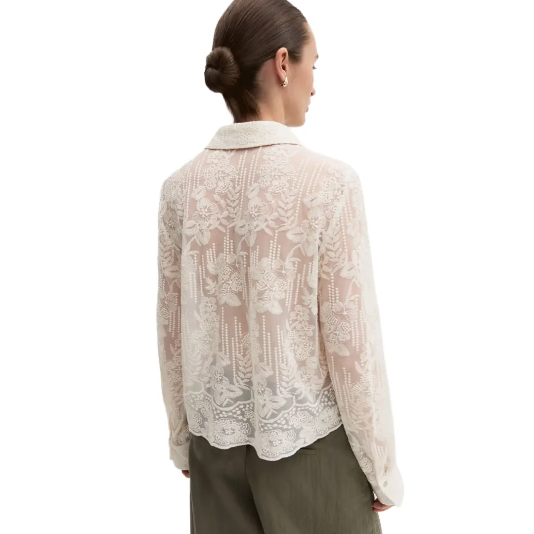 Camicia Cropped Tulle Donna - Avorio - 26/40