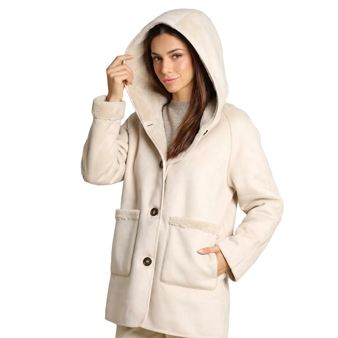 Cappotto Montone Cappuccio Donna - Sabbia - 28/42