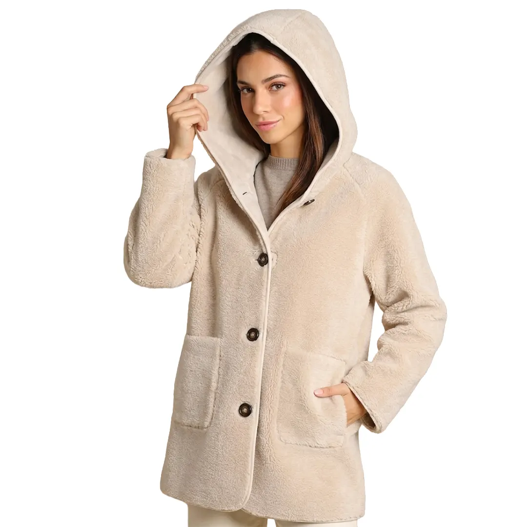 Cappotto Montone Cappuccio Donna - Sabbia - 28/42