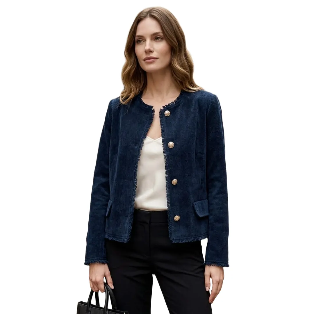 Giacca Velluto Crop Donna - Blu Notte - 26/40