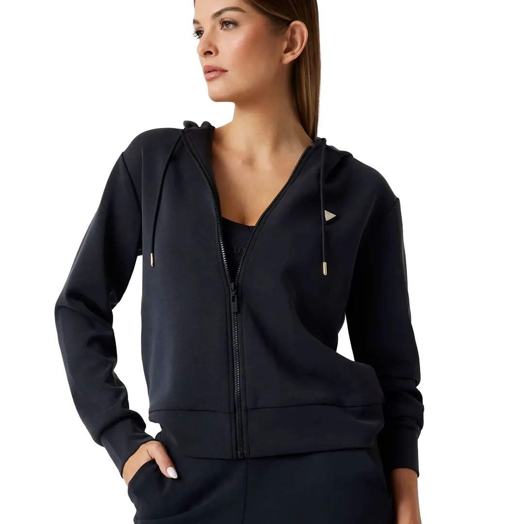 Felpa Cappuccio Zip Donna - Nero - XS