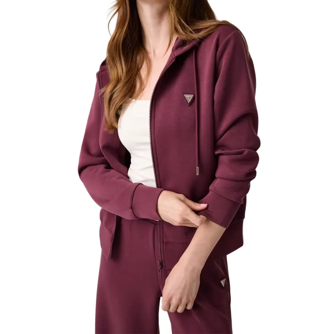 Felpa Cappuccio Zip Donna - Vino - XS