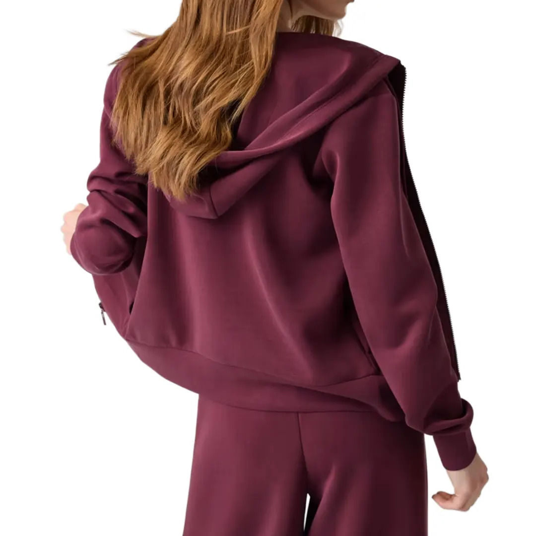 Felpa Cappuccio Zip Donna - Vino - XS