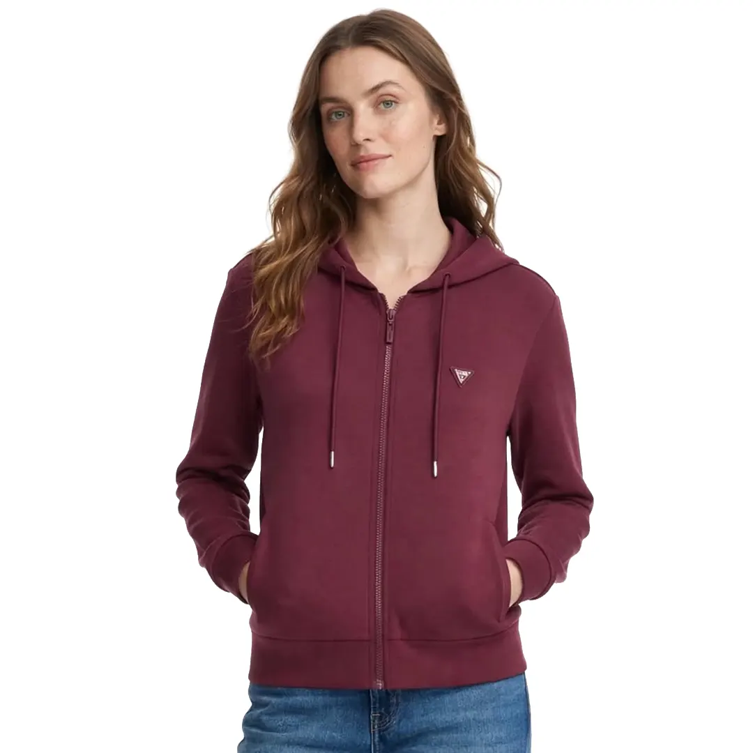 Felpa Cappuccio Zip Donna - Vino - XS