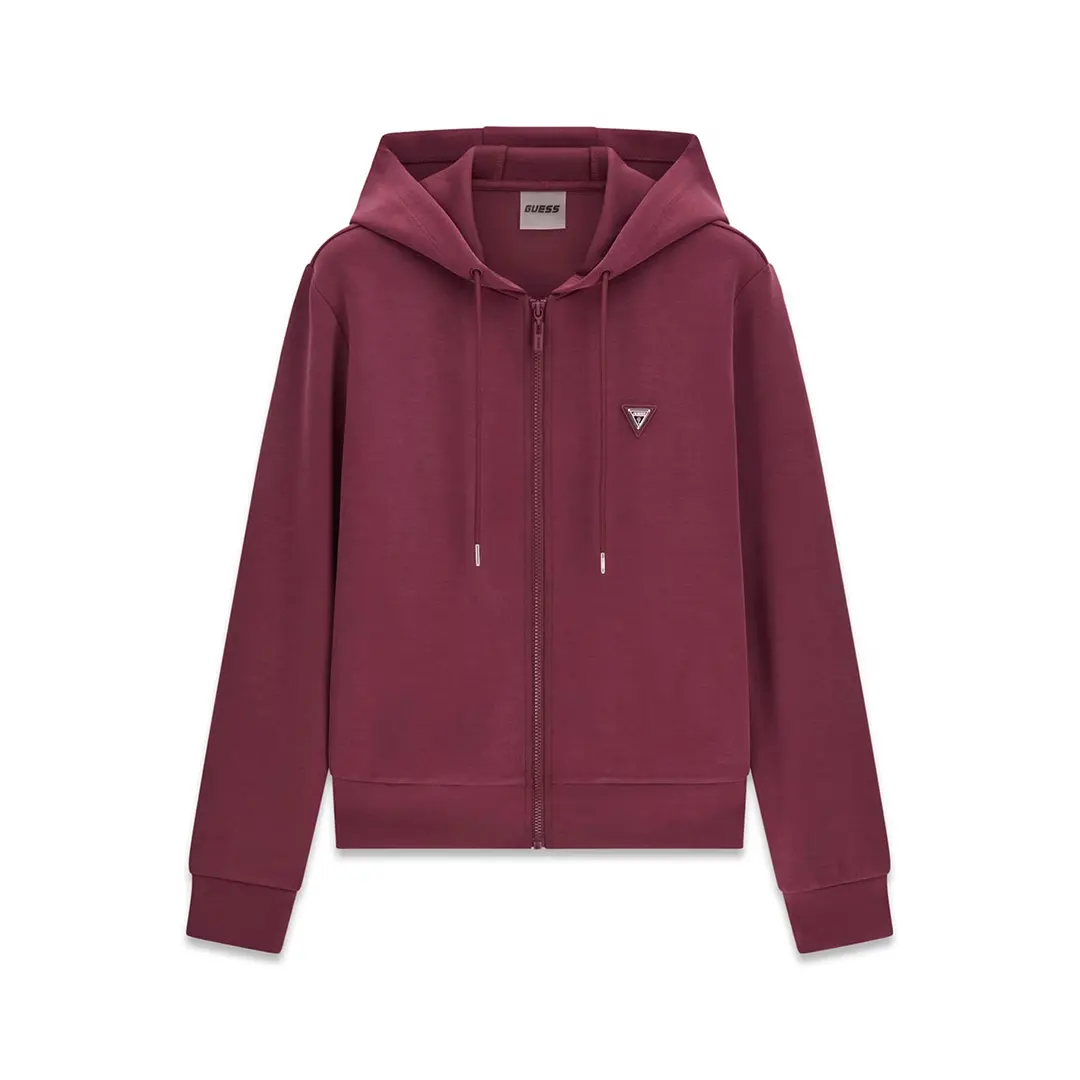Felpa Cappuccio Zip Donna - Vino - XS