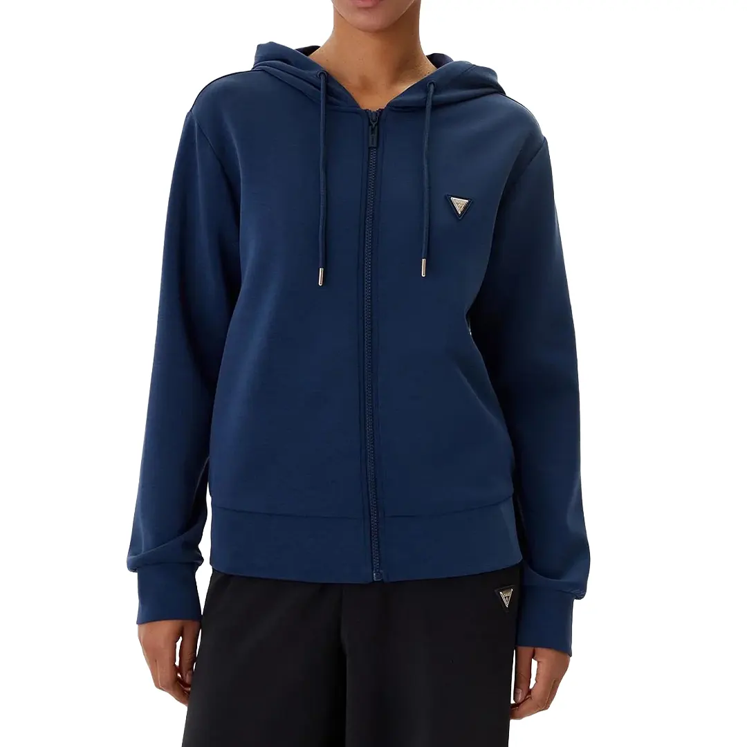 Felpa Cappuccio Zip Donna - Blu - XS