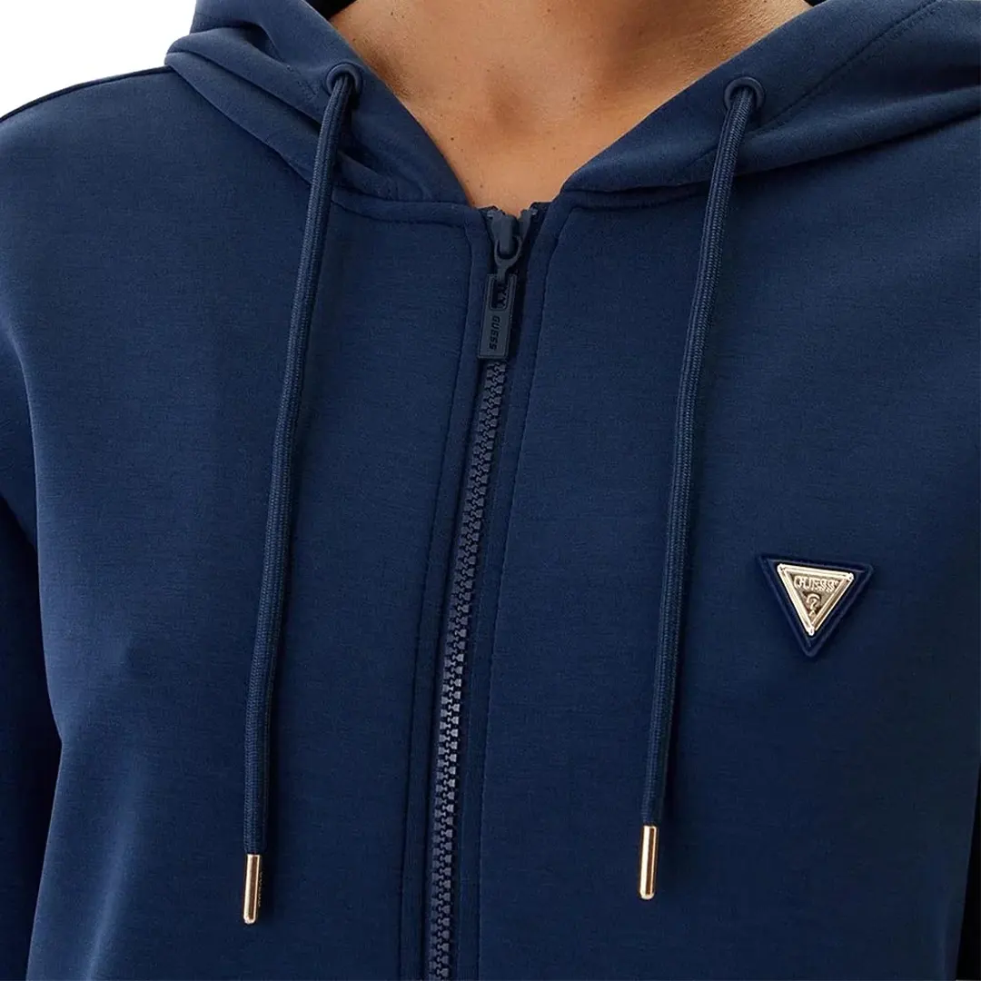 Felpa Cappuccio Zip Donna - Blu - XS