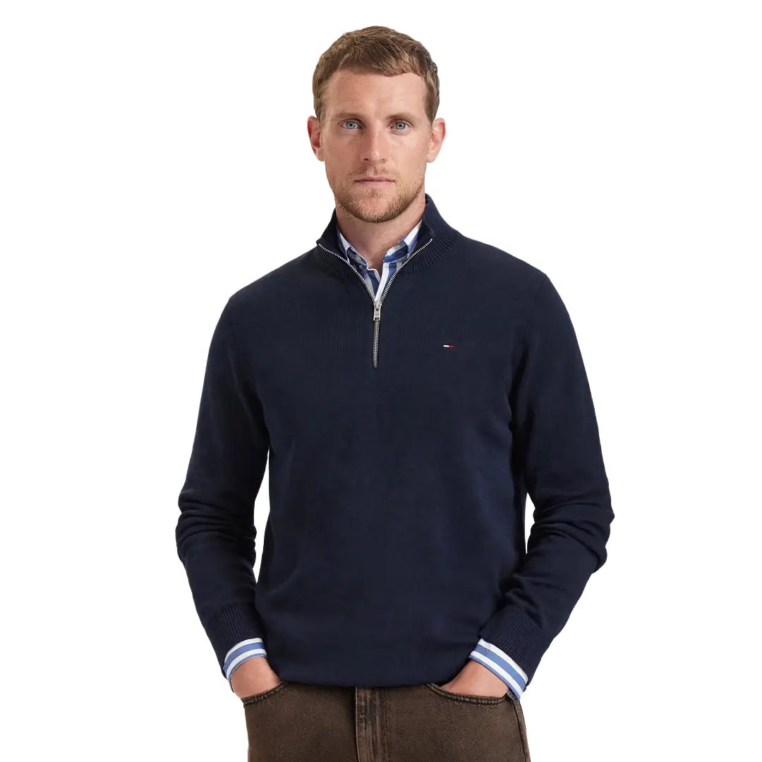Maglione Mezzo Collo Zip - Blu Scuro - XS