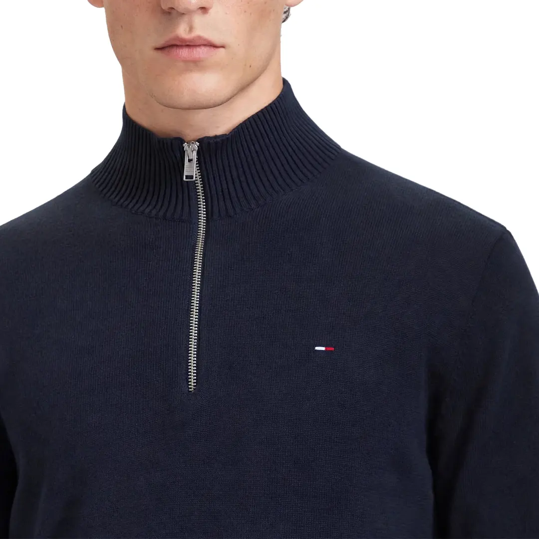 Maglione Mezzo Collo Zip - Blu Scuro - XS
