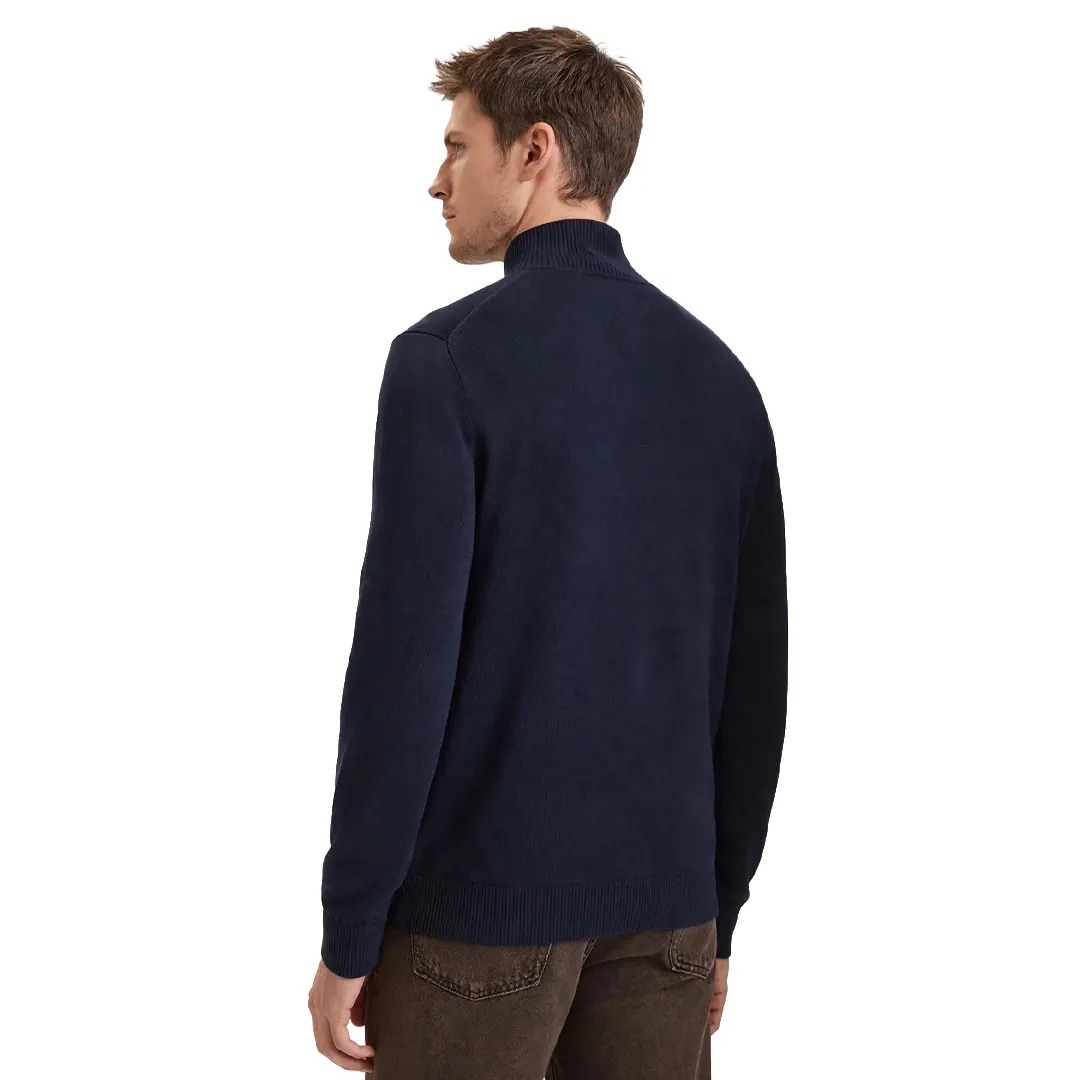 Maglione Mezzo Collo Zip - Blu Scuro - XS