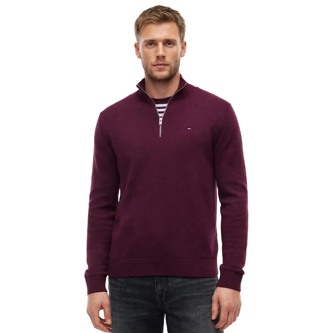Maglione Mezzo Collo Zip - Bordeaux Calypso - XS