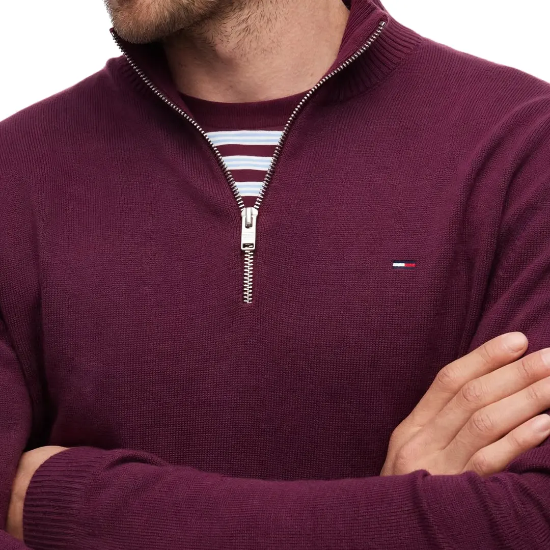 Maglione Mezzo Collo Zip - Bordeaux Calypso - XS