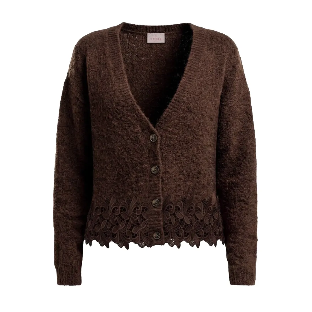 Cardigan Misto Lana Donna - Marrone - S