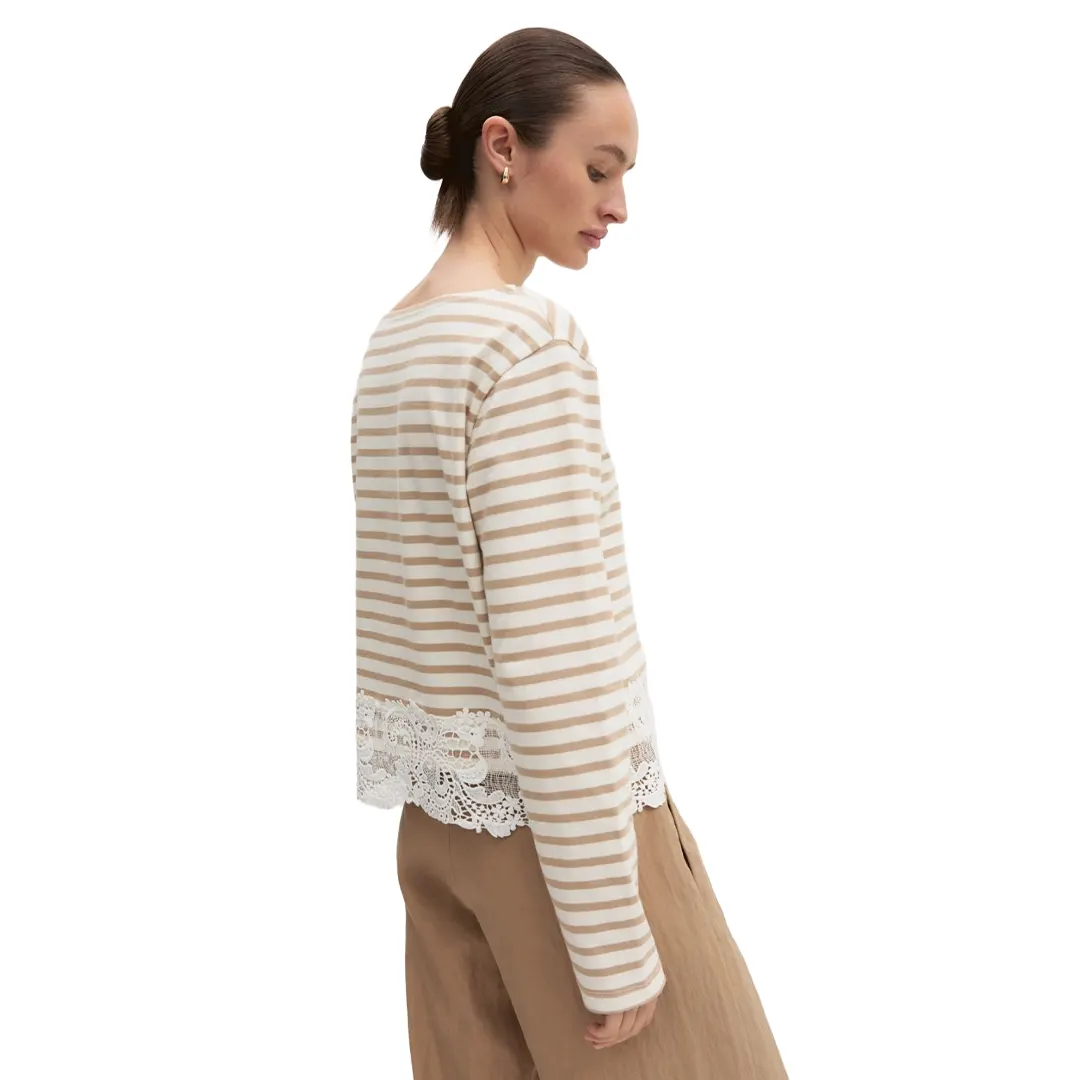 Maglia Con Pizzo Donna - Panna Marrone - S