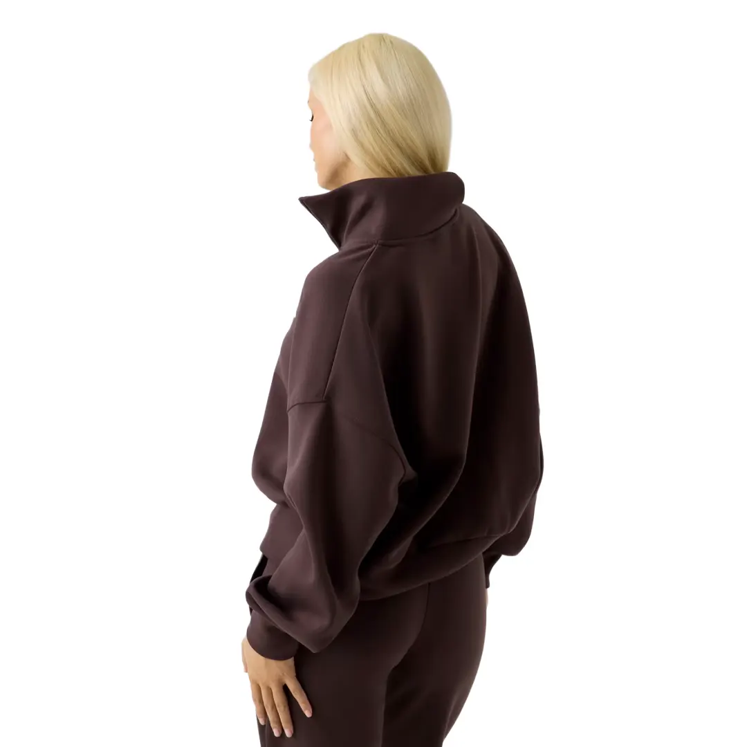 Felpa Mezza Zip Donna - Marrone - XS
