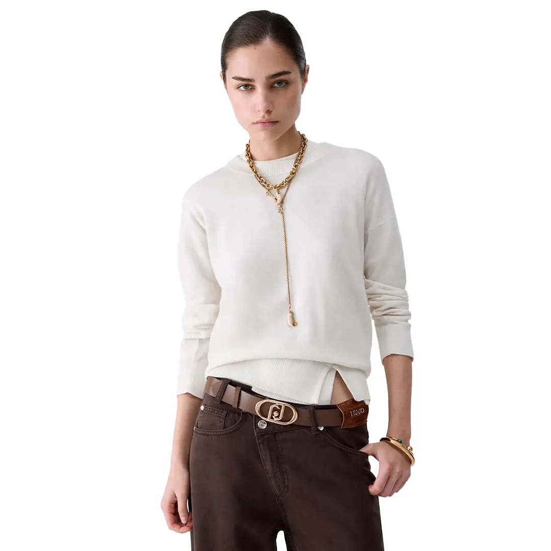 Maglia Girocollo Donna - Bianco Lana - XS