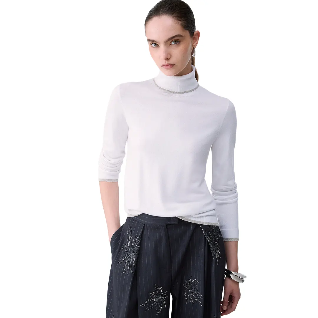 Collo Alto Donna - Bianco Lana - S