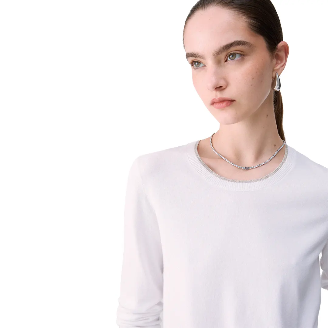 Maglia Girocollo Donna - Bianco Lana - S