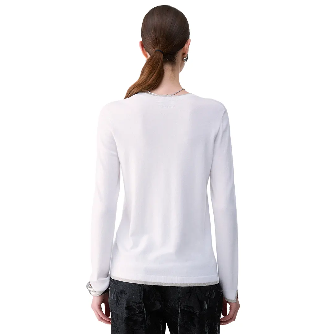 Maglia Girocollo Donna - Bianco Lana - S