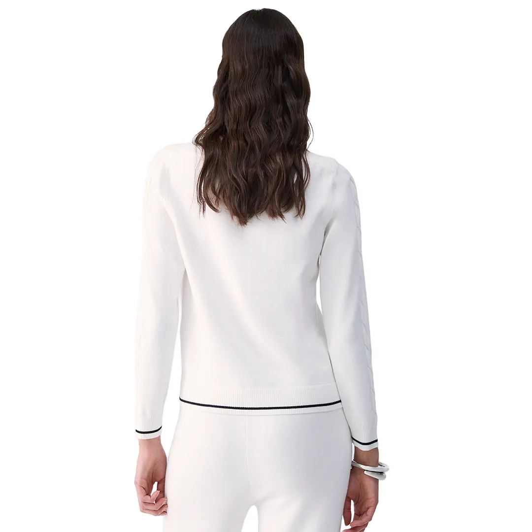 Maglia Scollo Barca Donna - Bianco Nero - XS