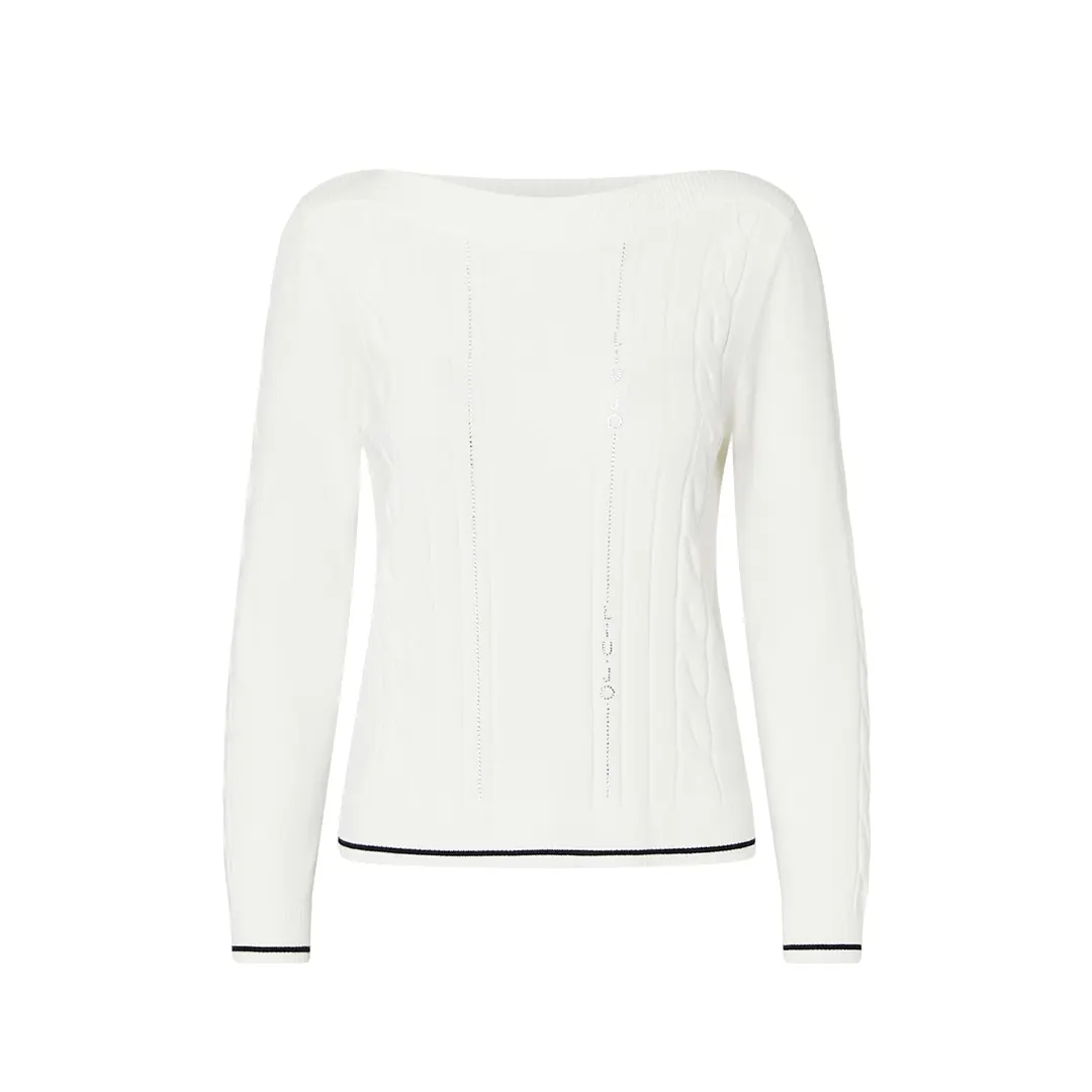 Maglia Scollo Barca Donna - Bianco Nero - M