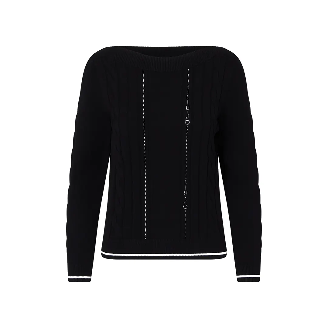 Maglia Scollo Barca Donna - Nero Bianco - XS