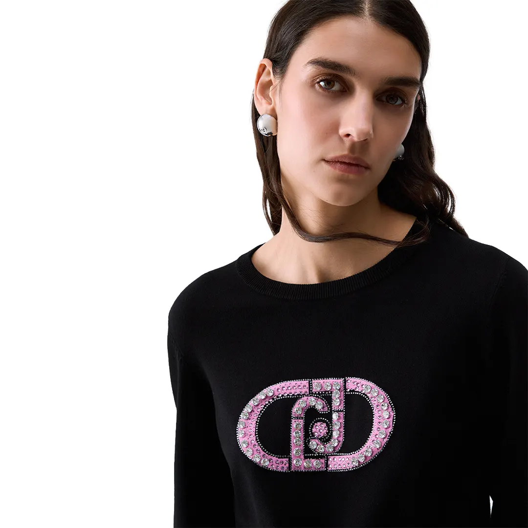 Maglia Girocollo Donna - Nero Monogram L9312 - S