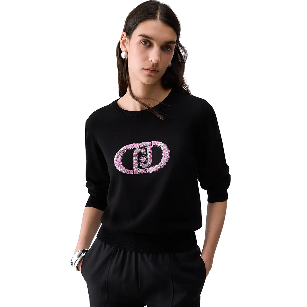 Maglia Girocollo Donna - Nero Monogram L9312 - S