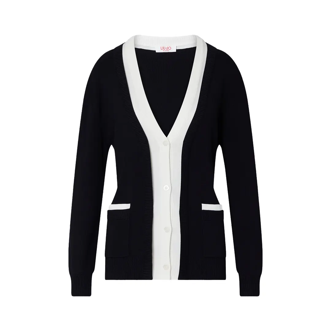 Cardigan Donna - Nero Bianco - XS