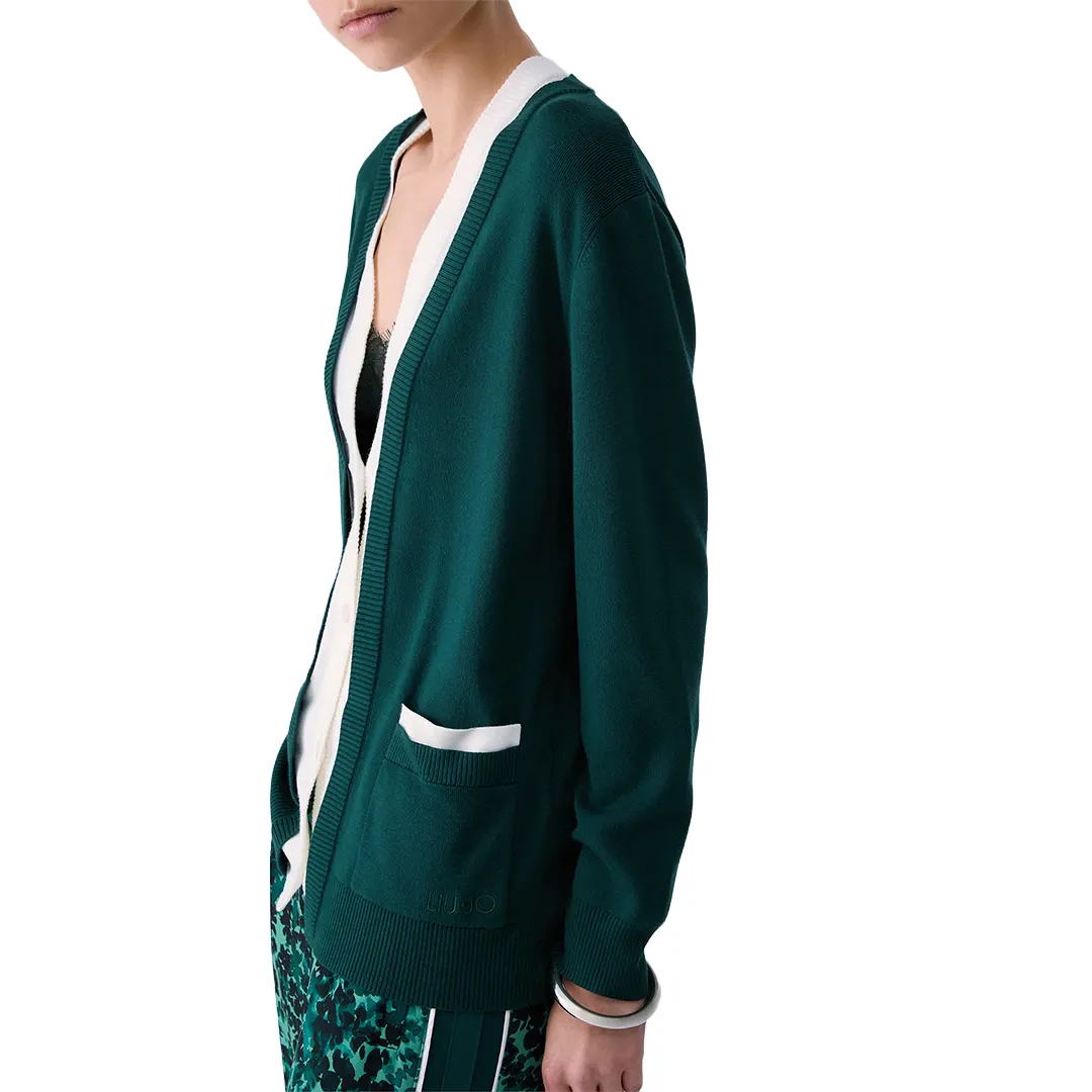 Cardigan Donna - D3022 Lux Green Bianco Lana - XS