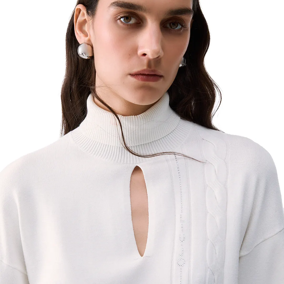 Collo Alto Cut Out Donna - Bianco Nero - XS