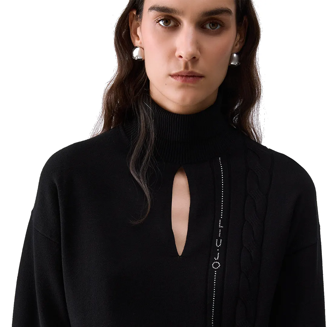 Collo Alto Cut Out Donna - Nero Bianco - XS