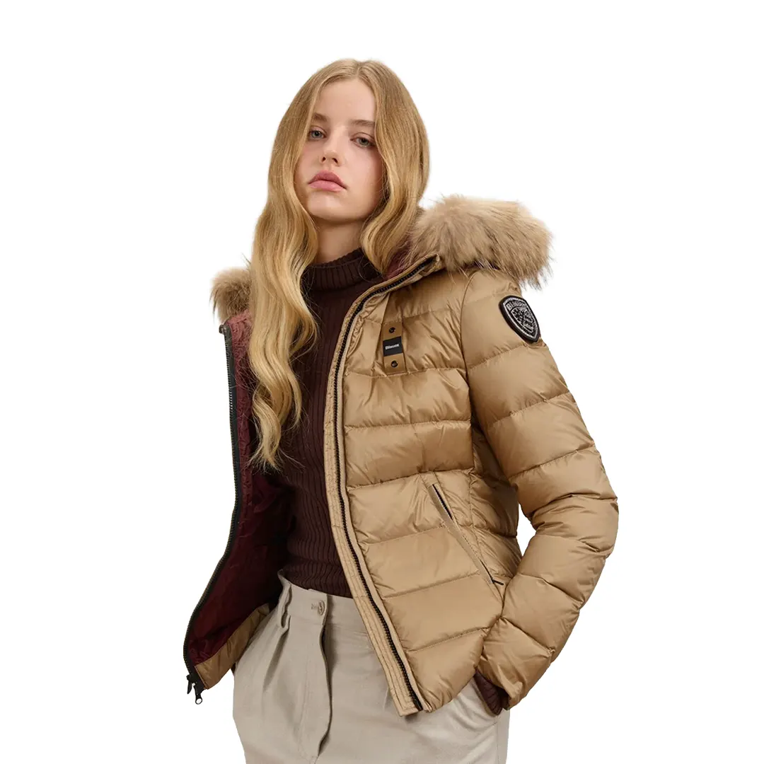 Piumino Cappuccio Pelliccia Arcadia - Caffelatte 336MI - XS