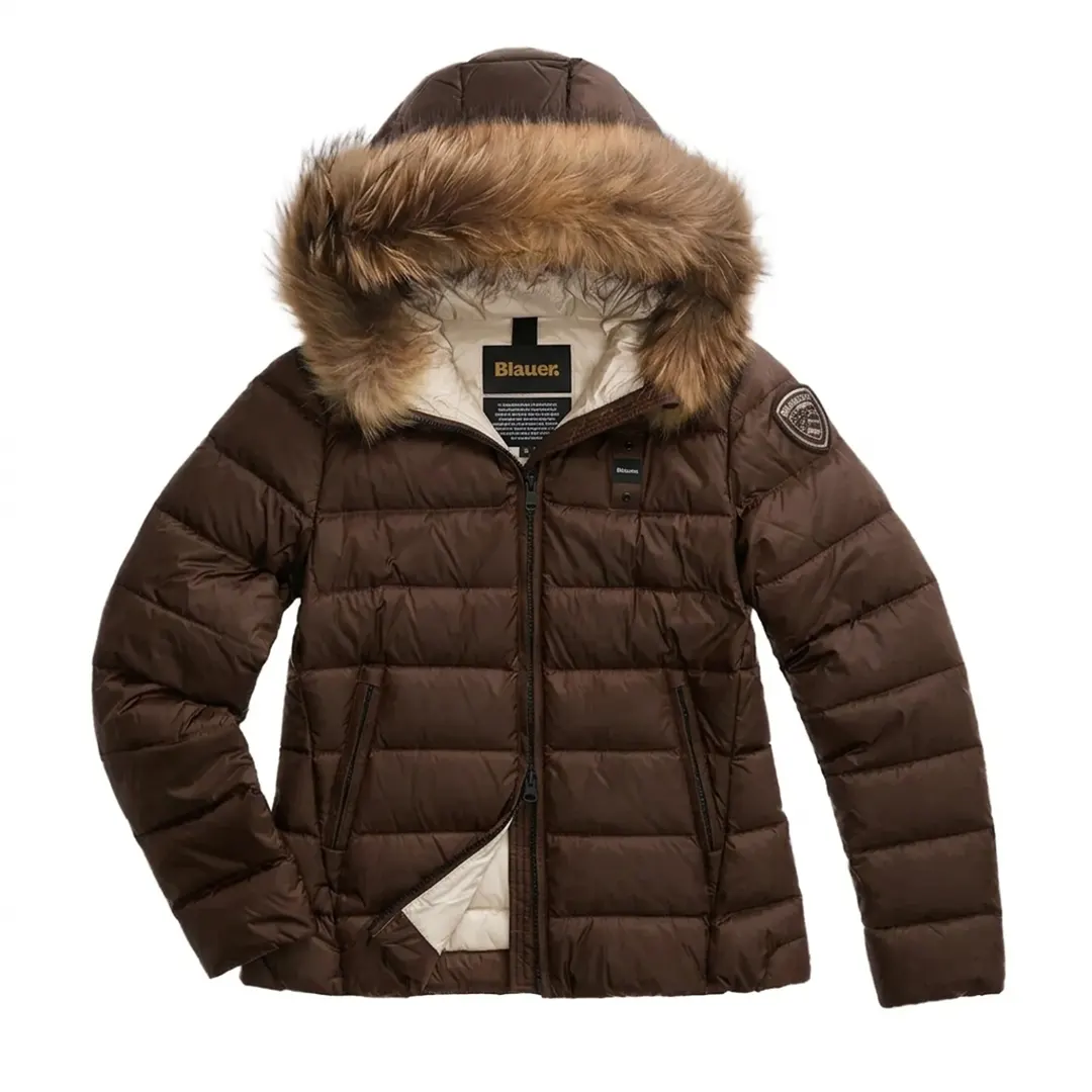 Piumino Cappuccio Pelliccia Arcadia - Marrone 30BEI - S