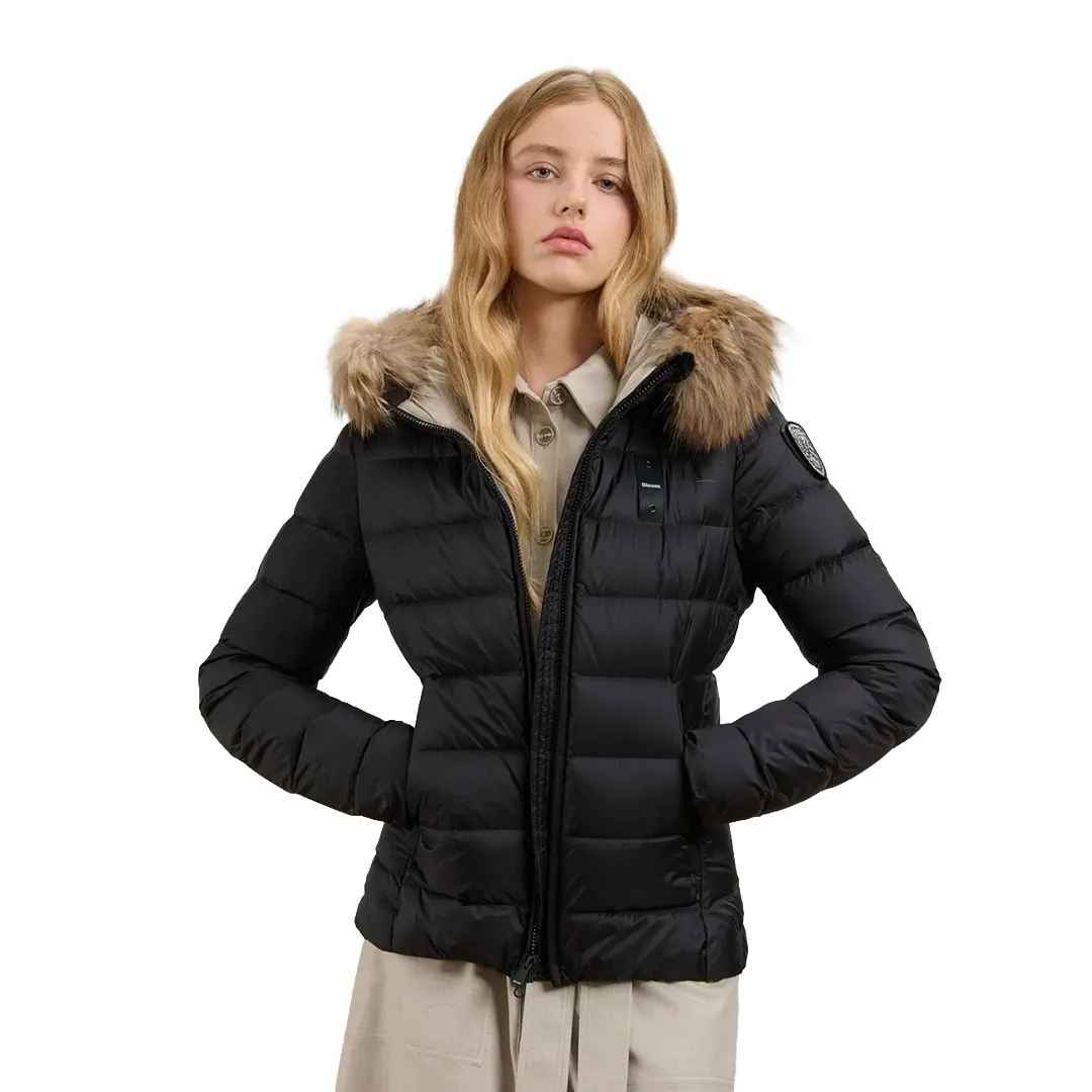 Piumino Cappuccio Pelliccia Arcadia - Nero 999EI - XS