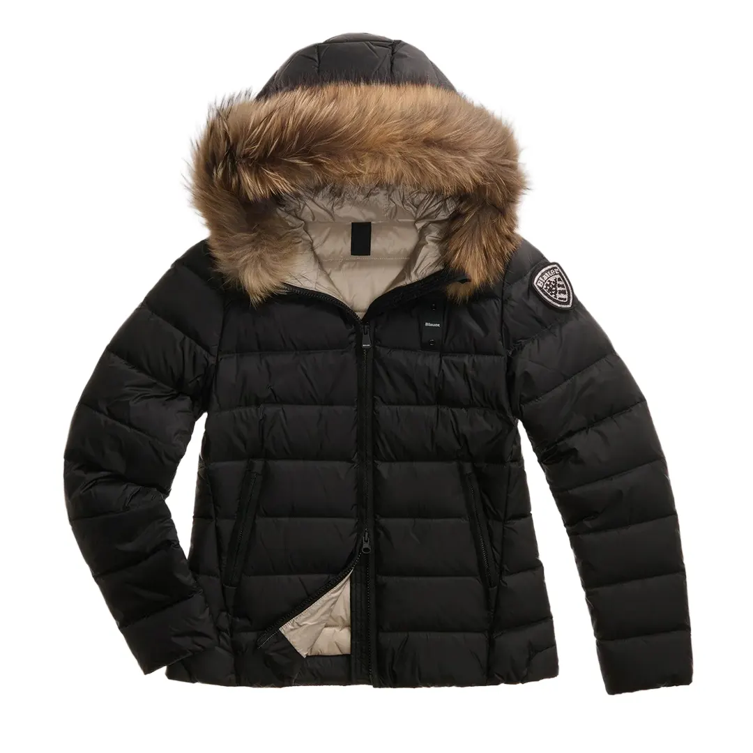Piumino Cappuccio Pelliccia Arcadia - Nero 999EI - XS