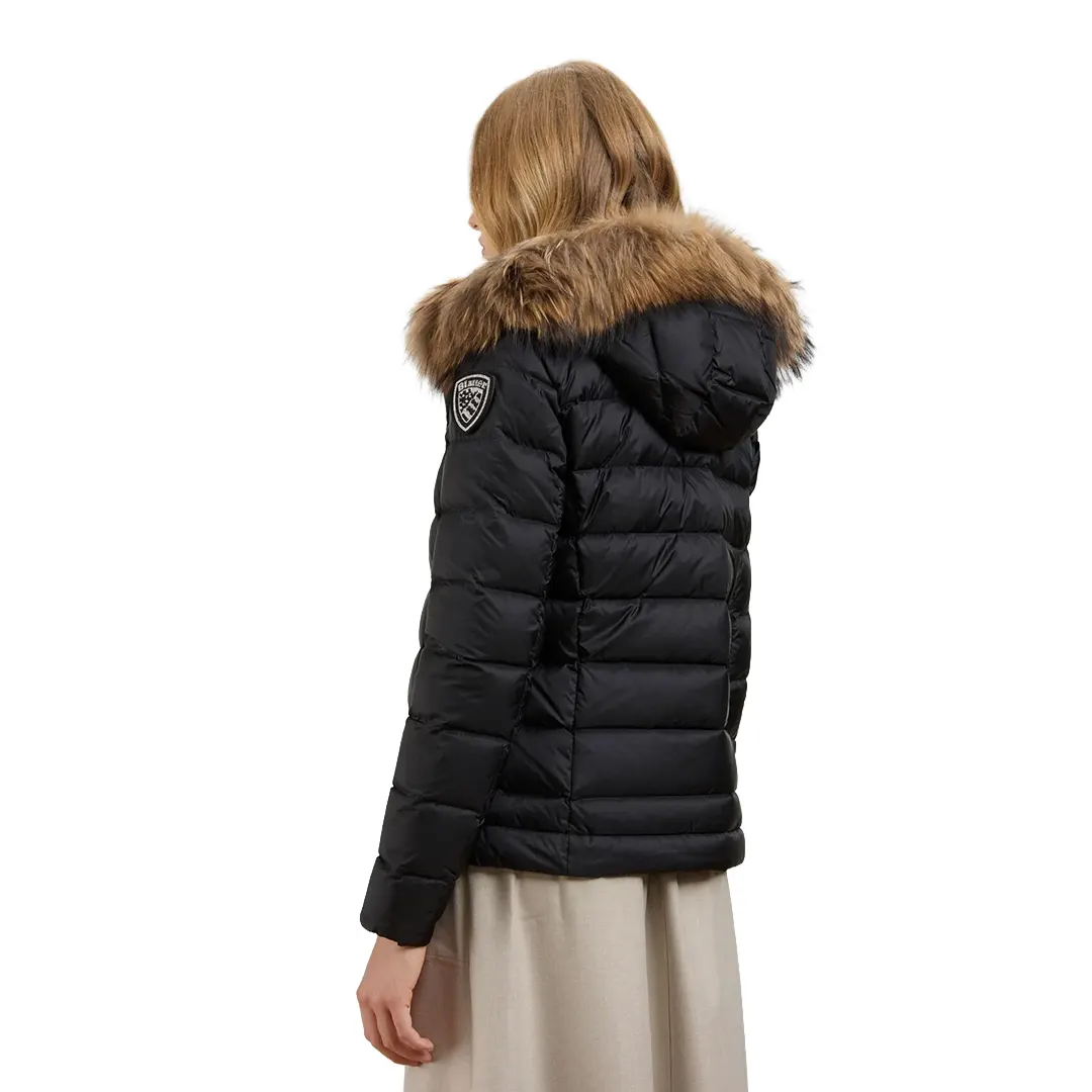 Piumino Cappuccio Pelliccia Arcadia - Nero 999EI - XS