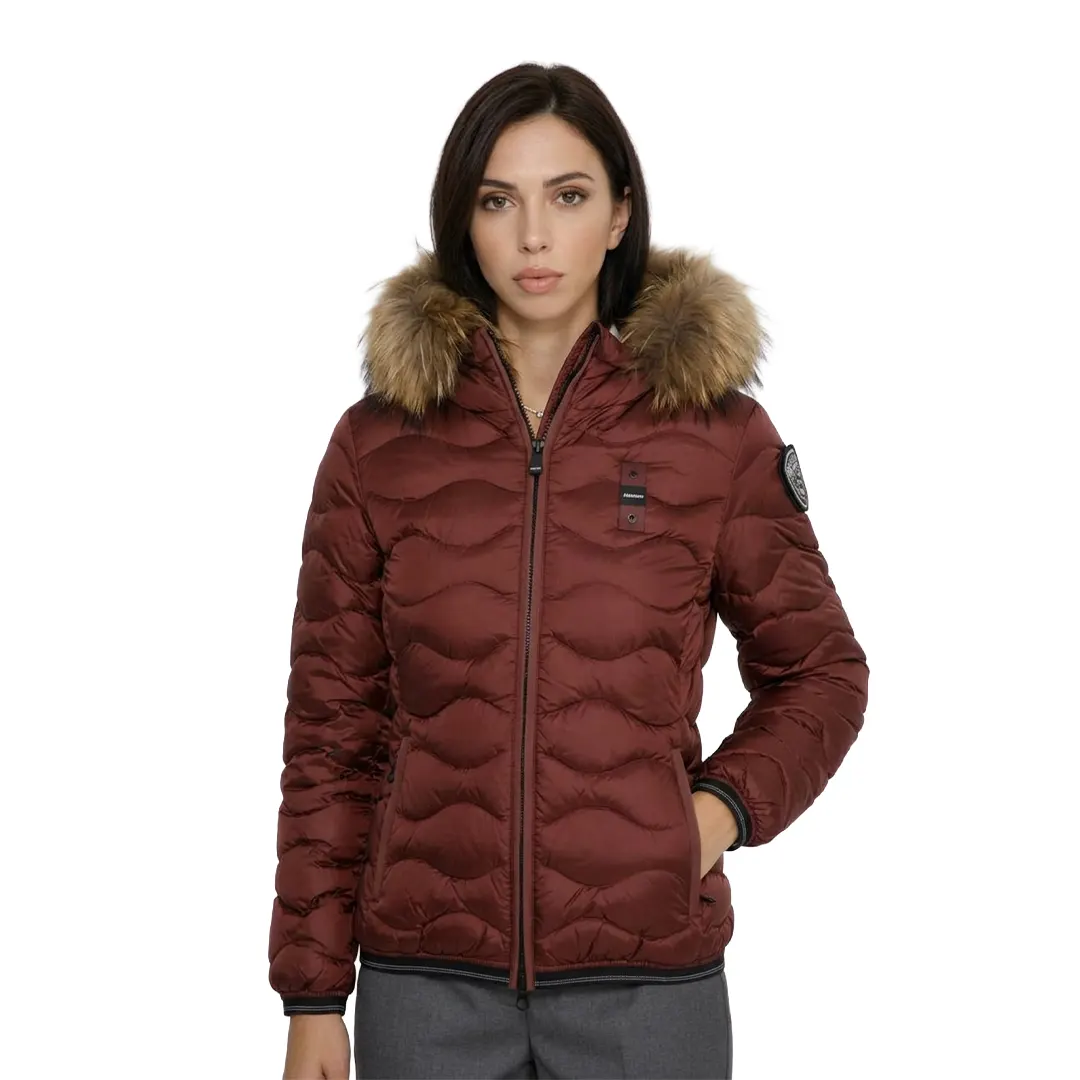 Piumino Cappuccio Pelliccia Aldie Donna - Marrone Mogano 592LT - XS