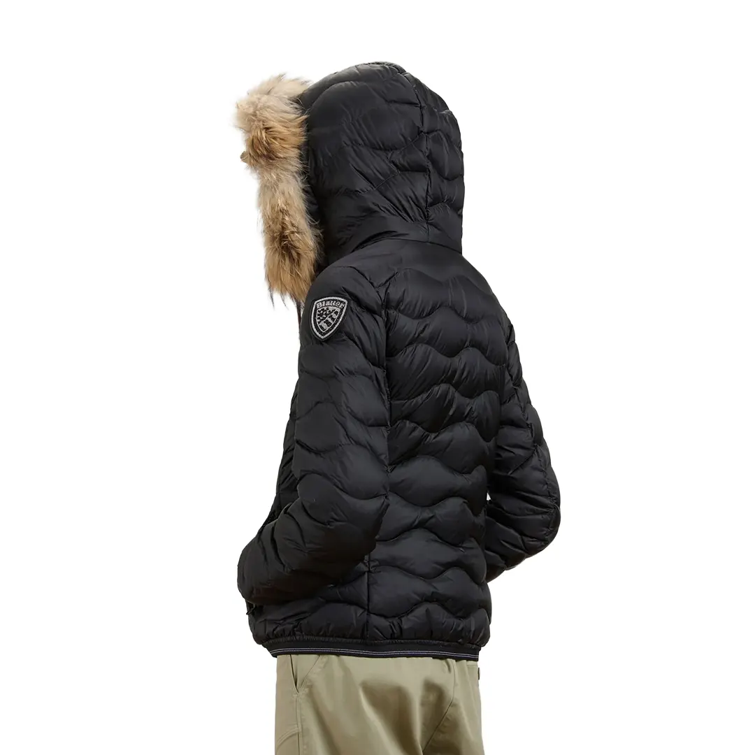 Piumino Cappuccio Pelliccia Aldie Donna - Nero 999EI - XS