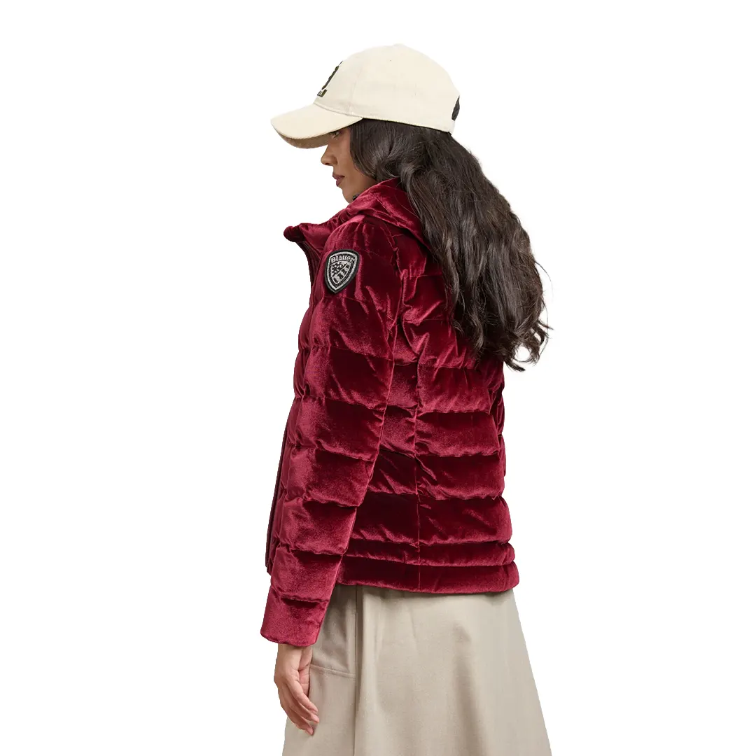 Piumino Velluto Cappuccio Velly Donna - Marrone Mogano - S