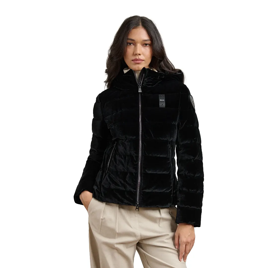 Piumino Velluto Cappuccio Velly Donna - Nero - XS