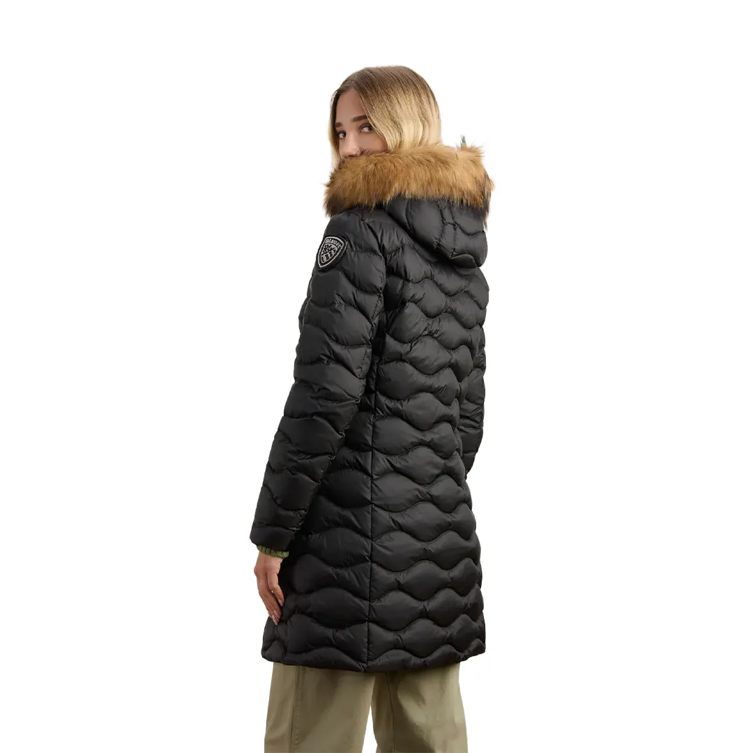 Piumino Lungo Cappuccio Pelliccia Lynel Donna - Nero 999EI - XS