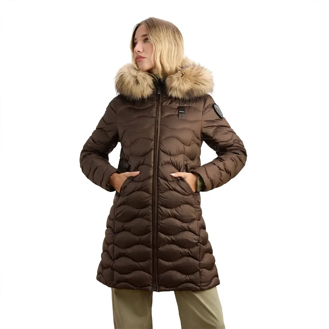 Piumino Lungo Cappuccio Pelliccia Lynel Donna - Marrone 30BEI - XS