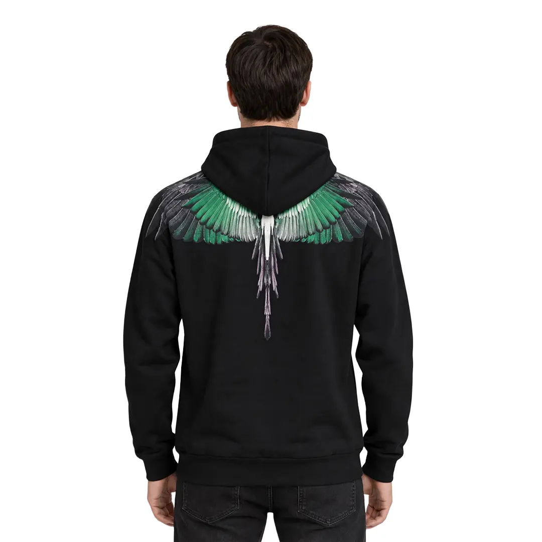 Felpa Cappuccio - Nero Verde - XS