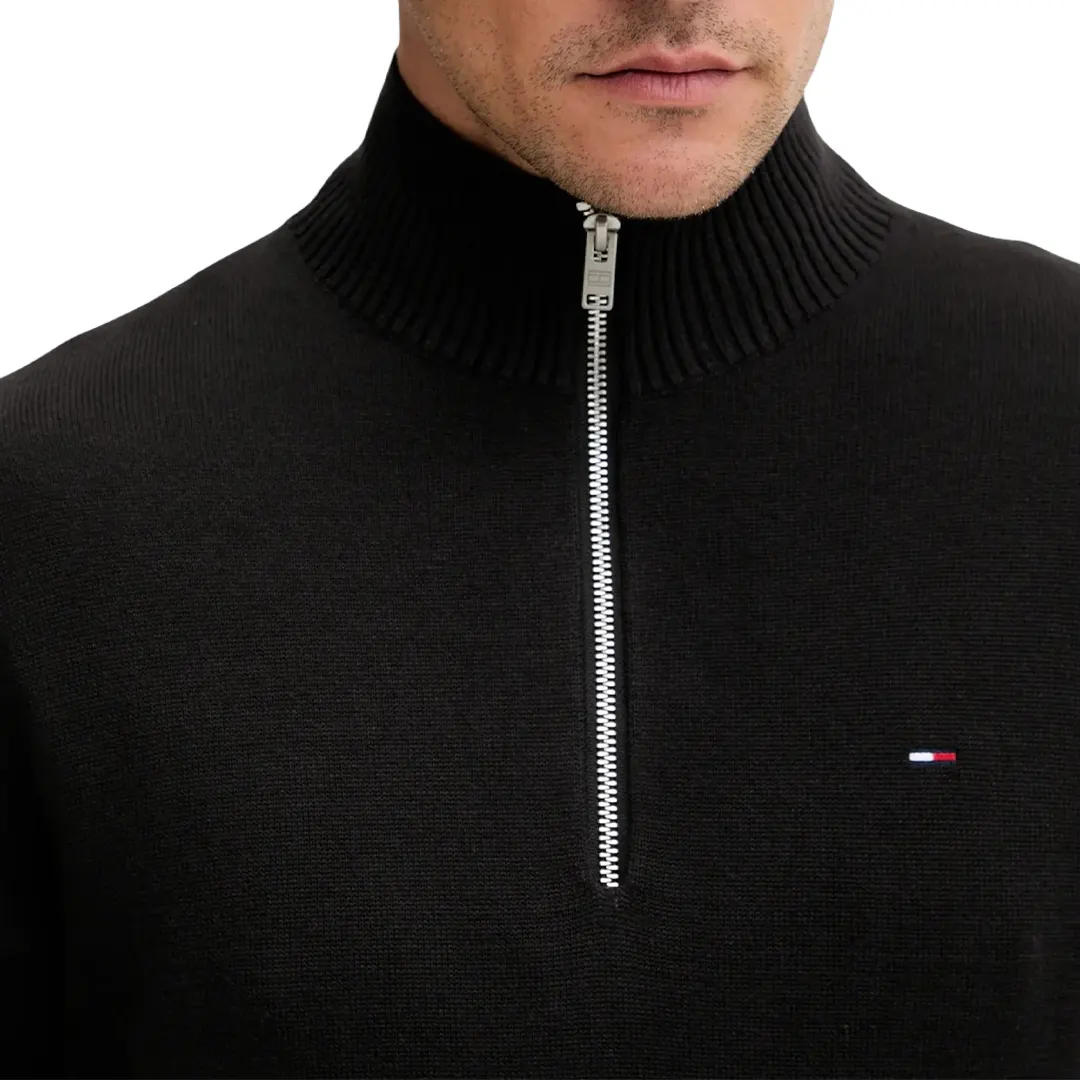 Maglione Mezzo Collo Zip - Nero - XS