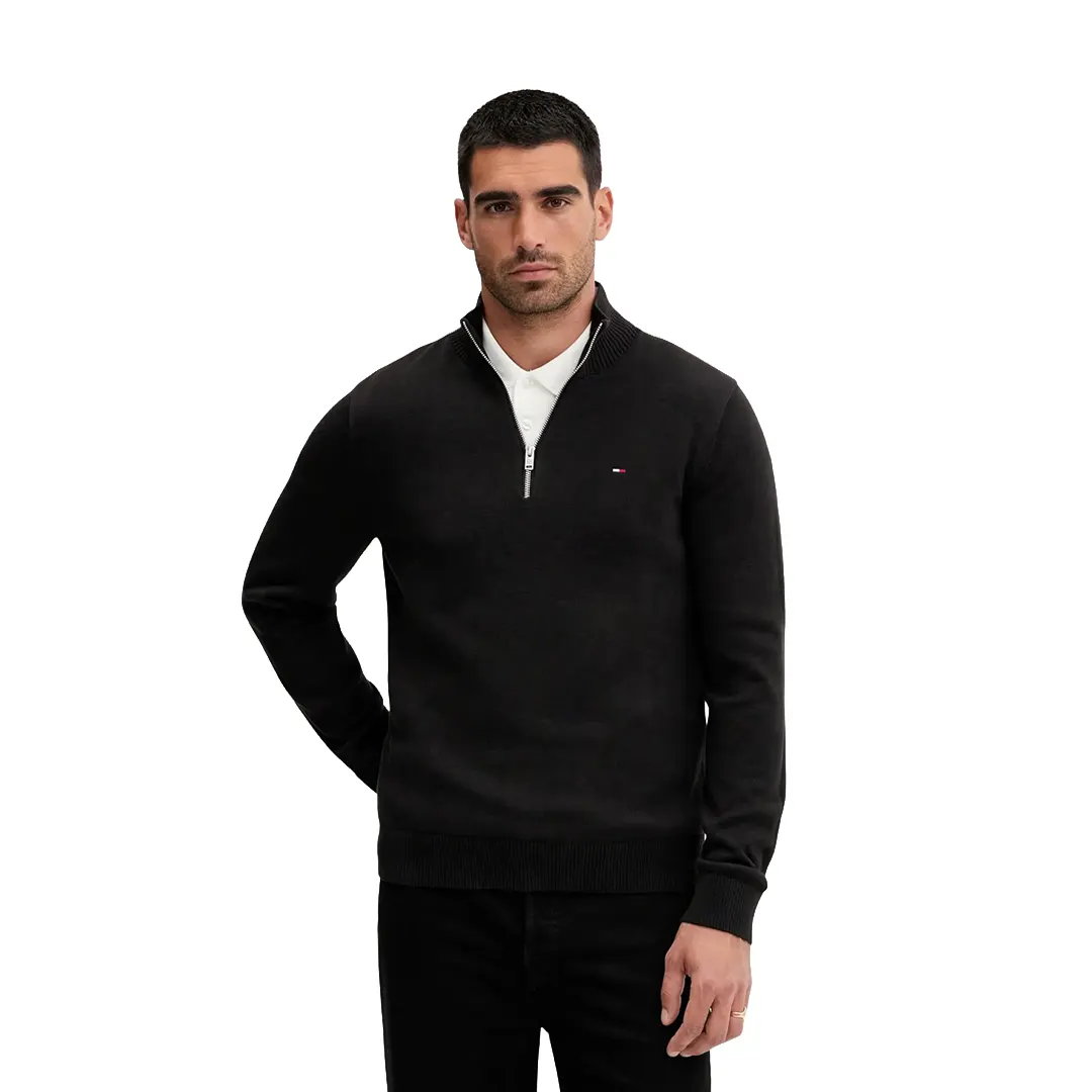 Maglione Mezzo Collo Zip - Nero - XS