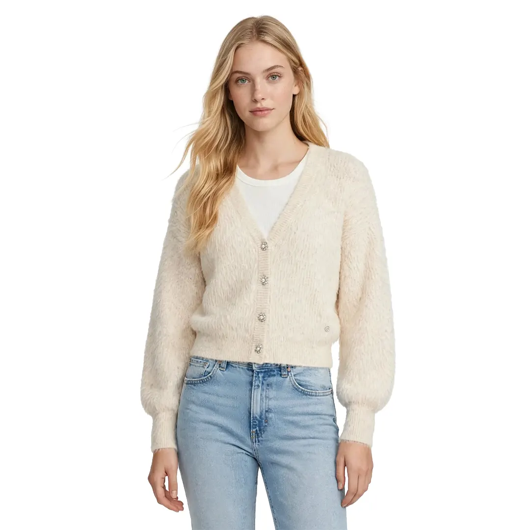 Cardigan Donna - Bianco Crema - XS