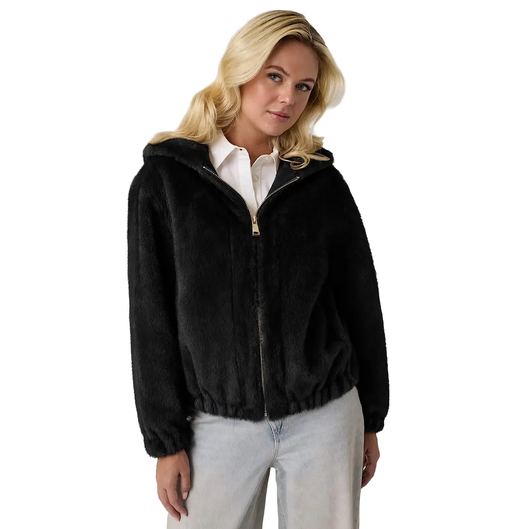 Giacca Pelliccia Cappuccio Donna - Sabbia - S
